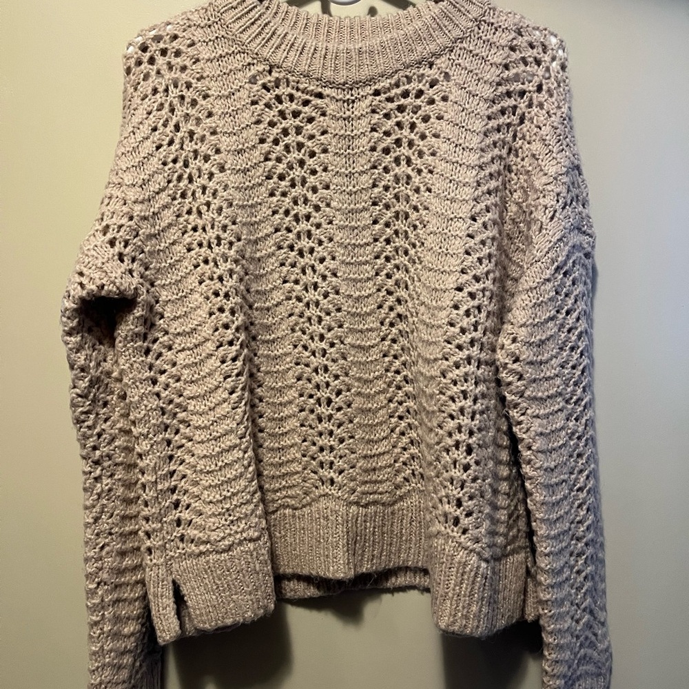 Madewell Chunky Open-Stitch Crewneck Sweater — Taupe Pink - Picture 5 of 5